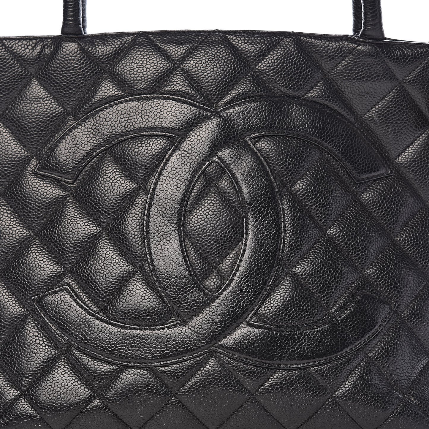 Caviar Quilted Medallion Tote Black