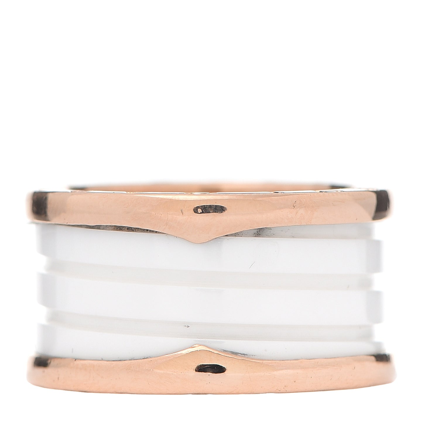 18K Rose Gold White Ceramic B.Zero1 Four-Band Ring 56 7.5