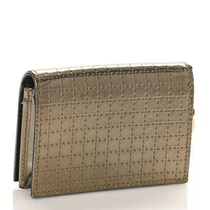 Christian Dior Metallic Patent Micro-Cannage Lady Dior Card Holder Gold 3 of 9