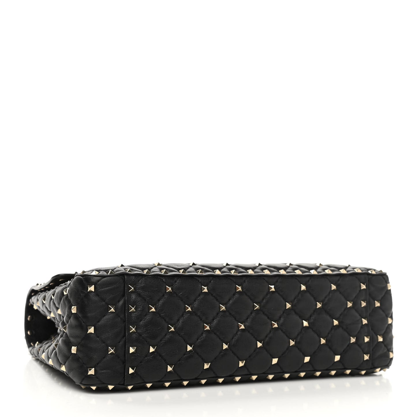 Lambskin Large Rockstud Spike Shoulder Bag Black