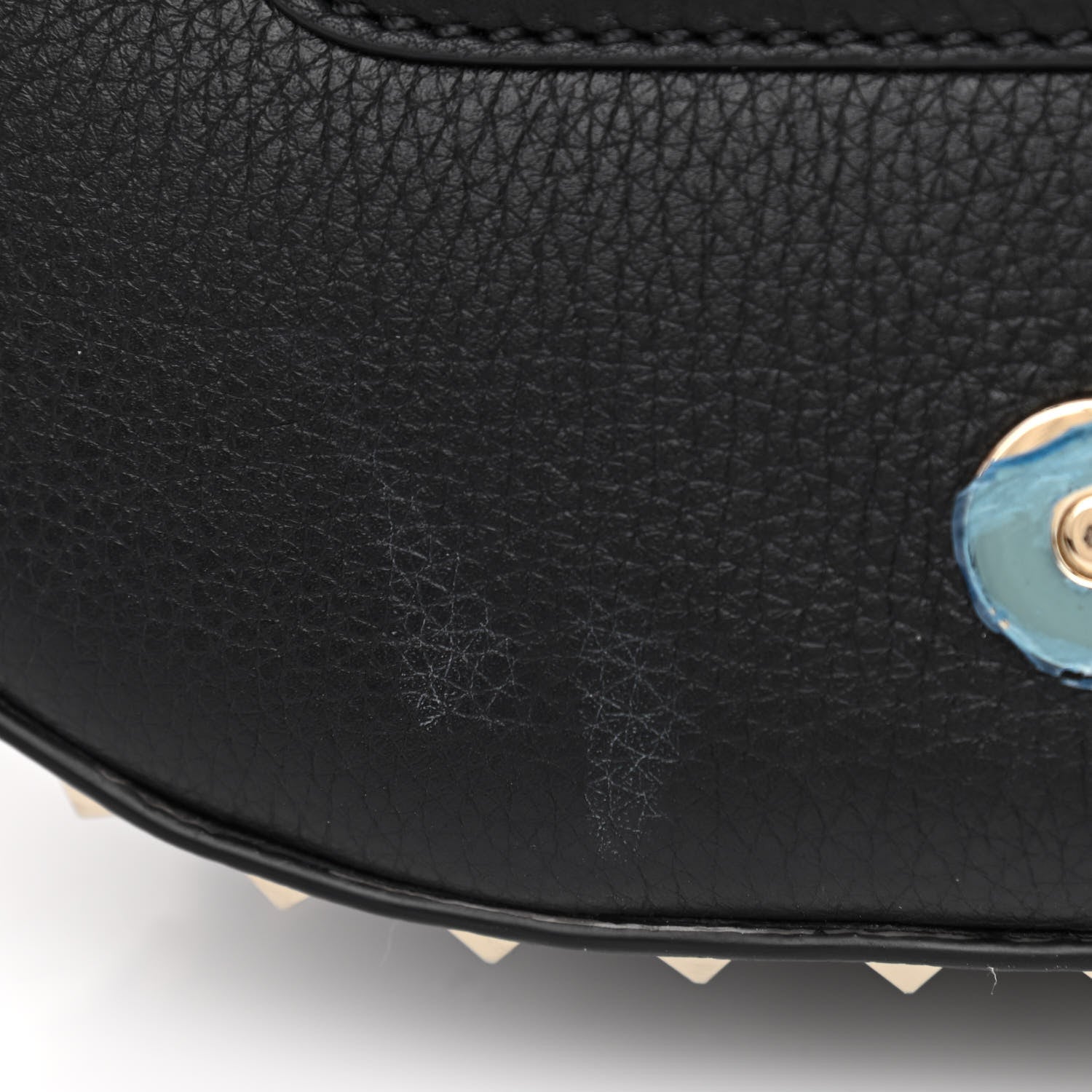 Valentino Garavani Grained Calfskin Rockstud Saddle Bag Black 11 of 11