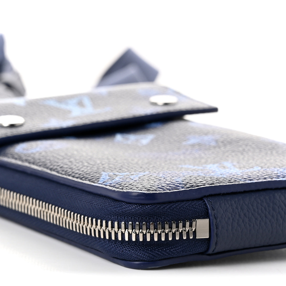 Monogram Ink Watercolor Phone Pouch Blue