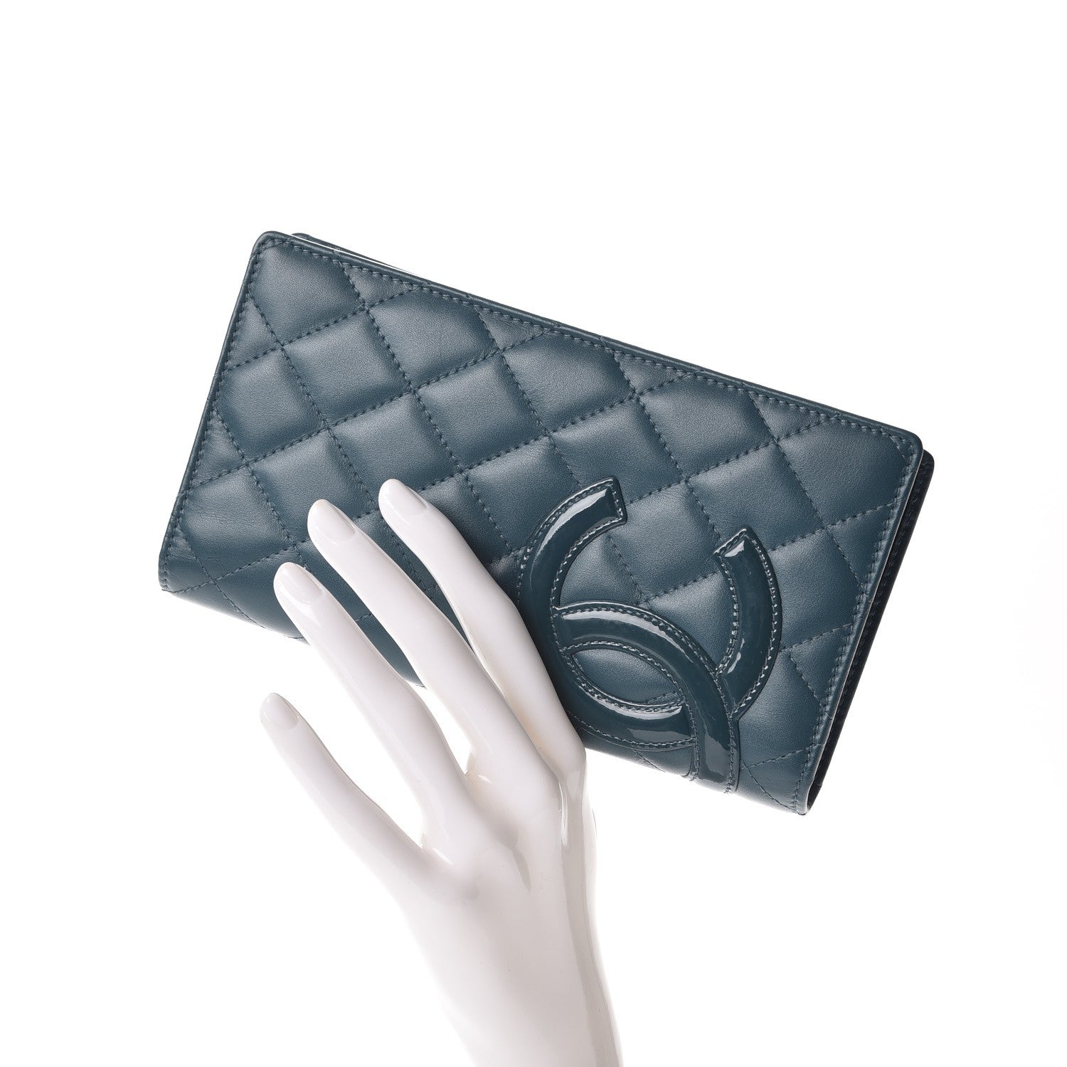 Chanel Calfskin Quilted Cambon Yen Wallet Blue 2 of 5