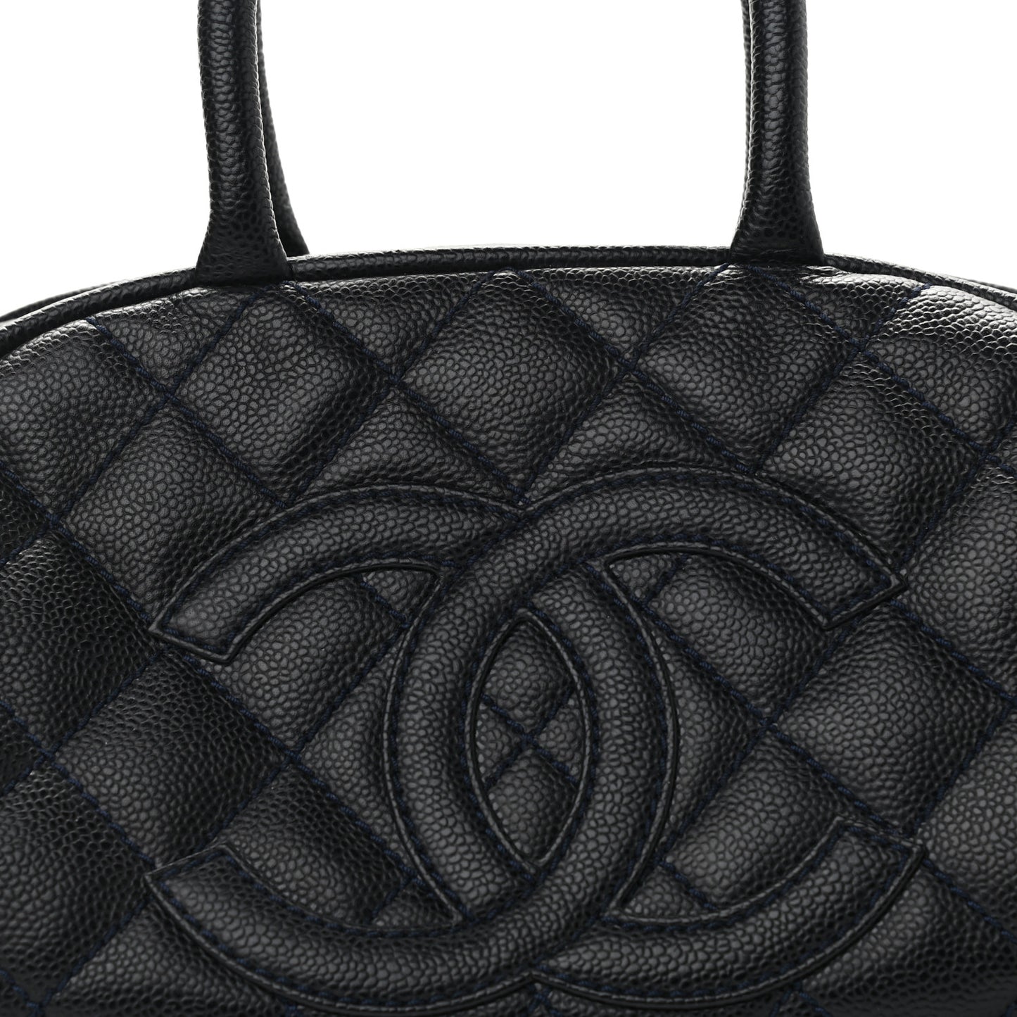 Caviar Quilted Bowler Navy Blue
