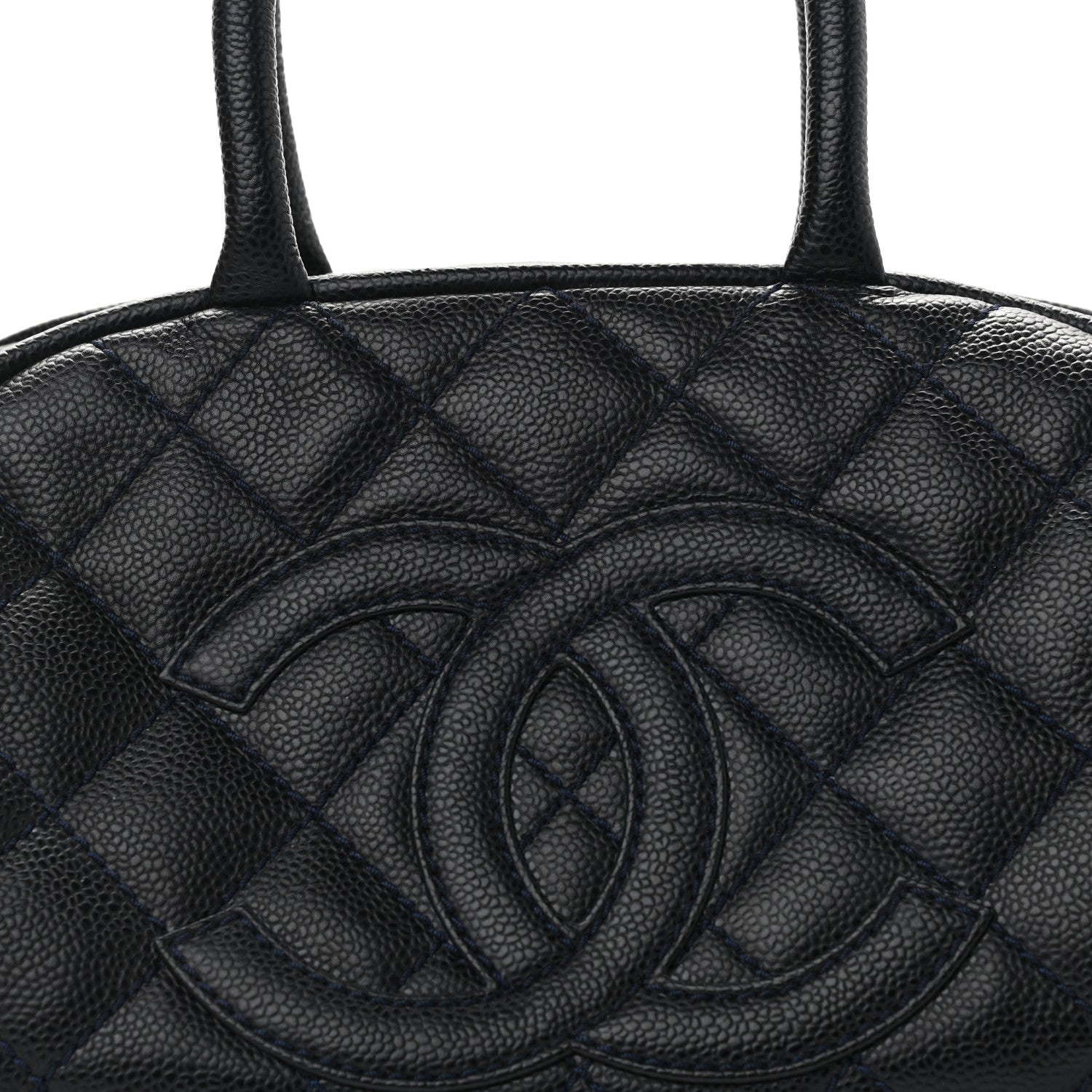 Chanel Caviar Quilted Bowler Navy Blue 8 of 10