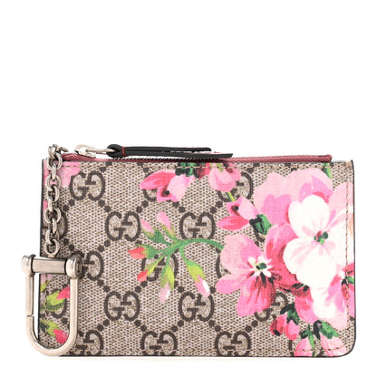 Gucci GG Supreme Monogram Blooms Key Ring Coin Case Beige Multicolor Dry Rose 1 of 9