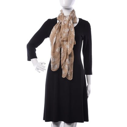 Alexander McQueen Silk Chiffon Skull Scarf Beige Ivory 2 of 4