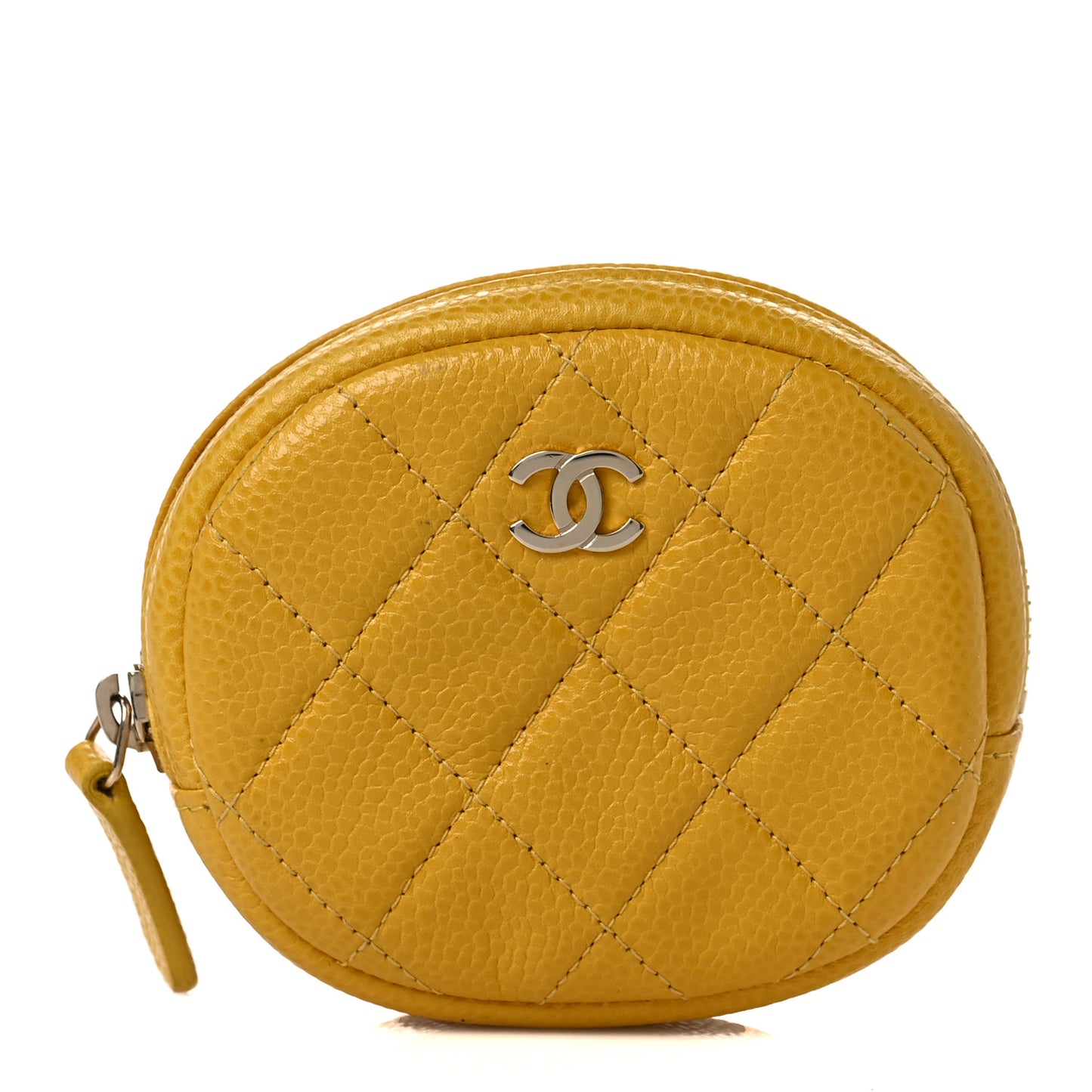 Caviar Quilted Zip Around Classic Coin Purse Yellow
