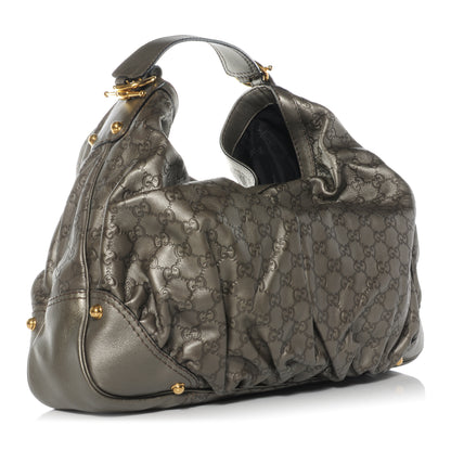 Gucci Guccissima Large Jockey Hobo Metallic Grey 3 of 8