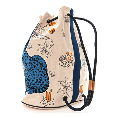 Hermes Cotton Canvas Les Leopards Tote Bag Bleu Sable 3 of 11