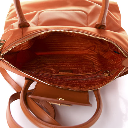 Prada Tessuto Nylon Saffiano Tote Papaya 6 of 12