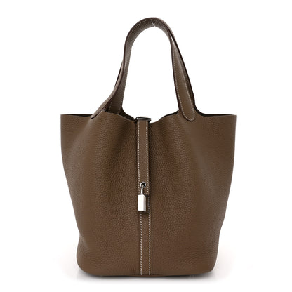 Hermes Taurillon Clemence Picotin Lock 22 MM Etoupe 1 of 11