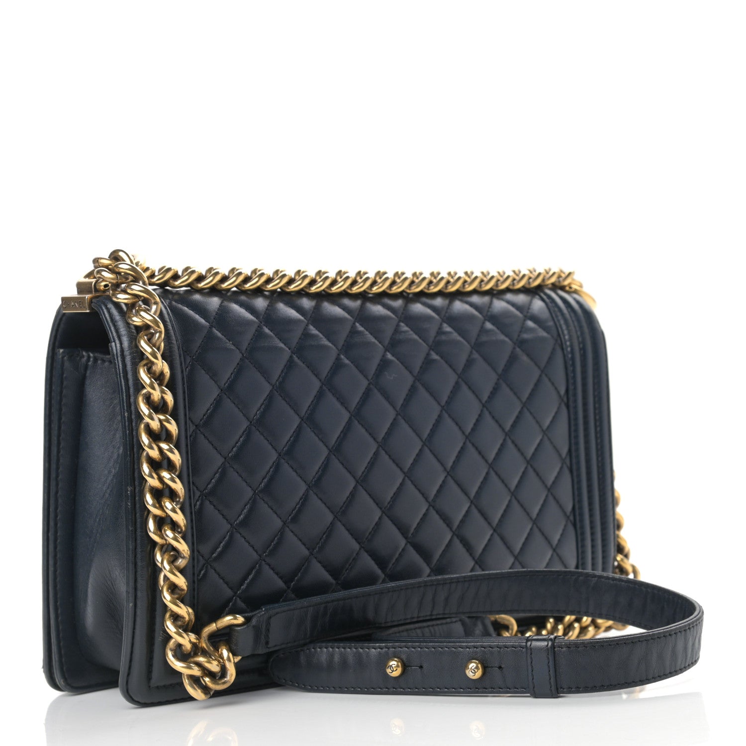 Chanel Calfskin Quilted New Medium Boy Flap Navy Blue 3 of 9