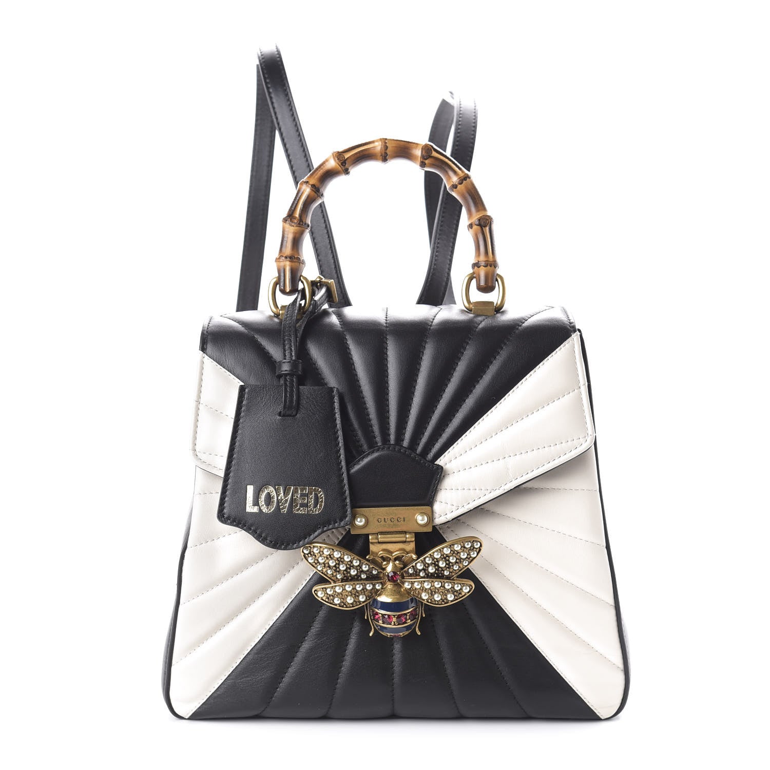 Gucci Calfskin Bamboo Trapuntata Queen Margaret Backpack Mystic White Black 1 of 9