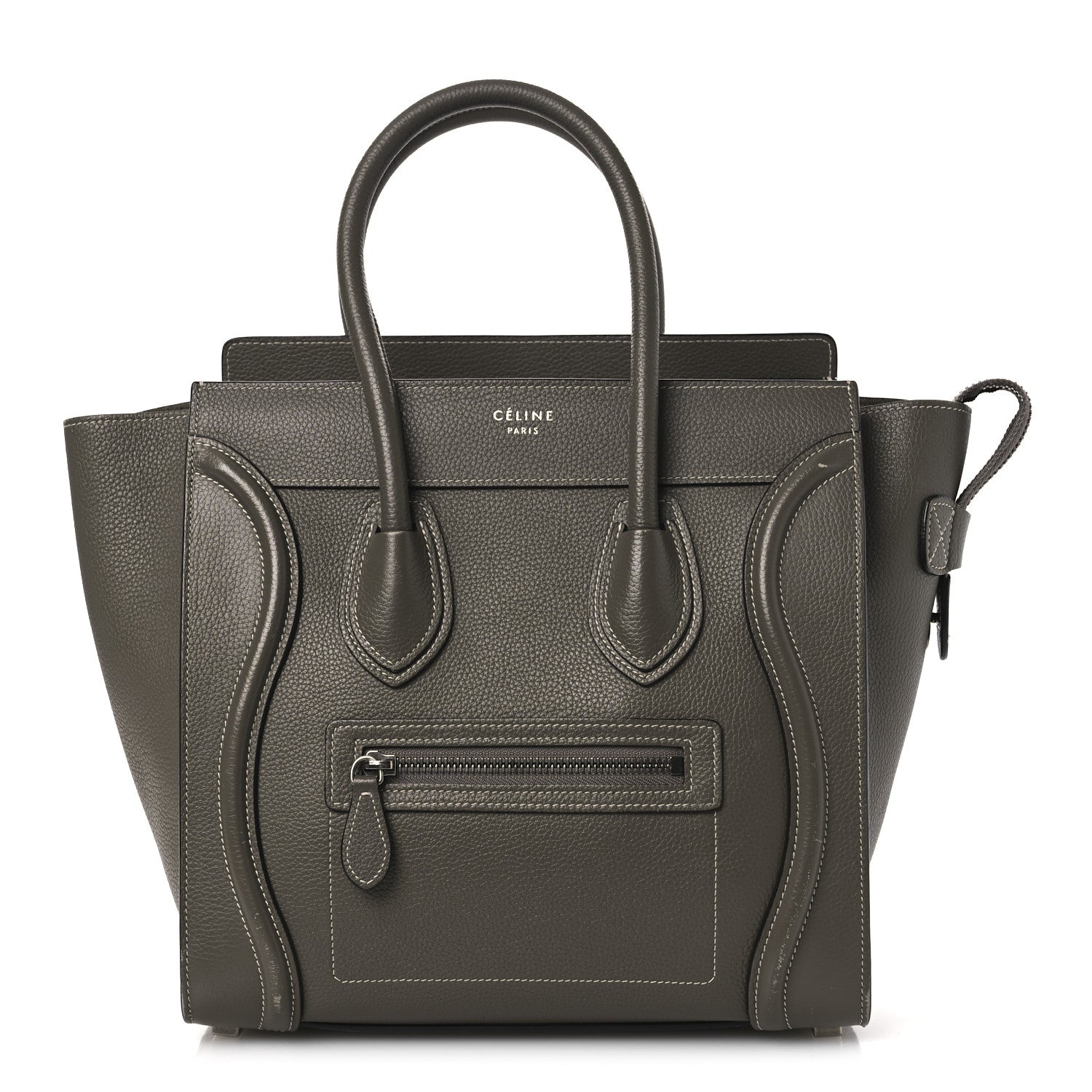 Celine Drummed Calfskin Micro Luggage Souris 1 of 14