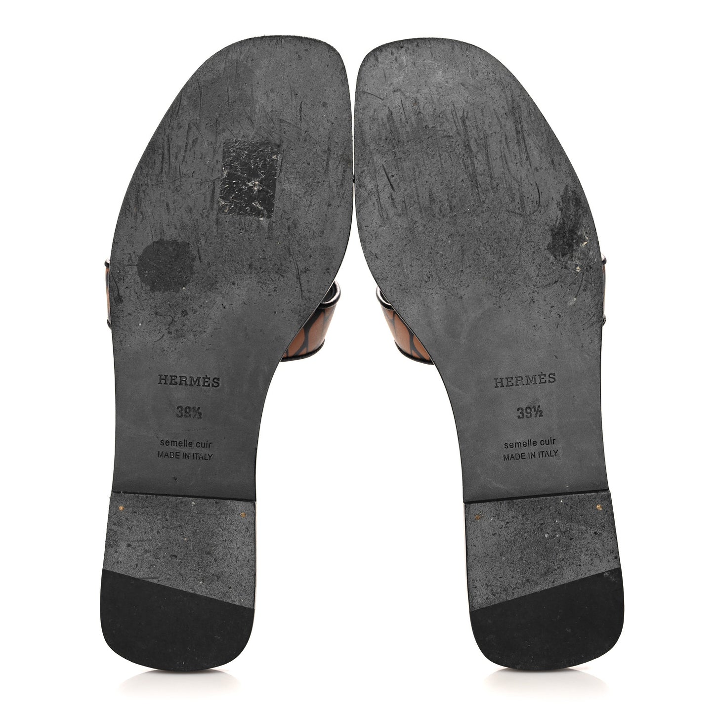 Calfskin Oran Sandals 39.5 Black Gold