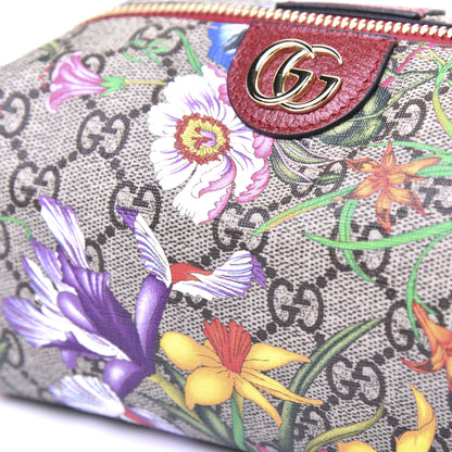 Gucci Soft GG Supreme Monogram Flora Calfskin Medium Ophidia Cosmetic Case Beige Ebony Multicolor Rosso 12 of 14