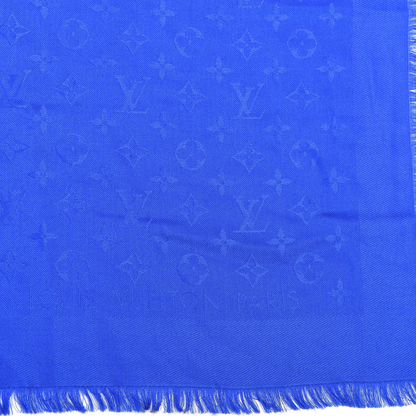 Wool Silk Monogram Shawl Blue