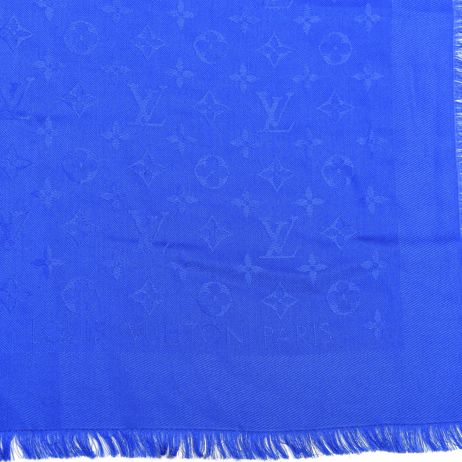 Louis Vuitton Wool Silk Monogram Shawl Blue 2 of 5