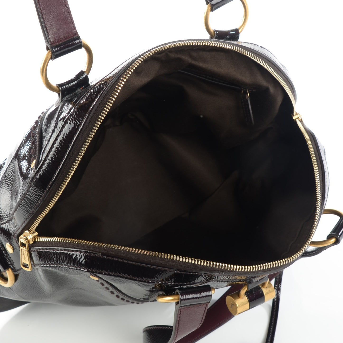 Patent Calfskin Large Muse Aubergine