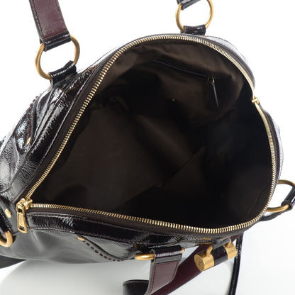 Saint Laurent Patent Calfskin Large Muse Aubergine 5 of 7