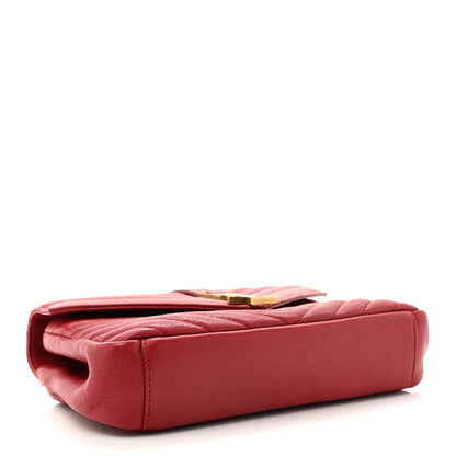 Saint Laurent Sheepskin Matelasse Chevron Monogram Medium College Bag Rouge 4 of 13