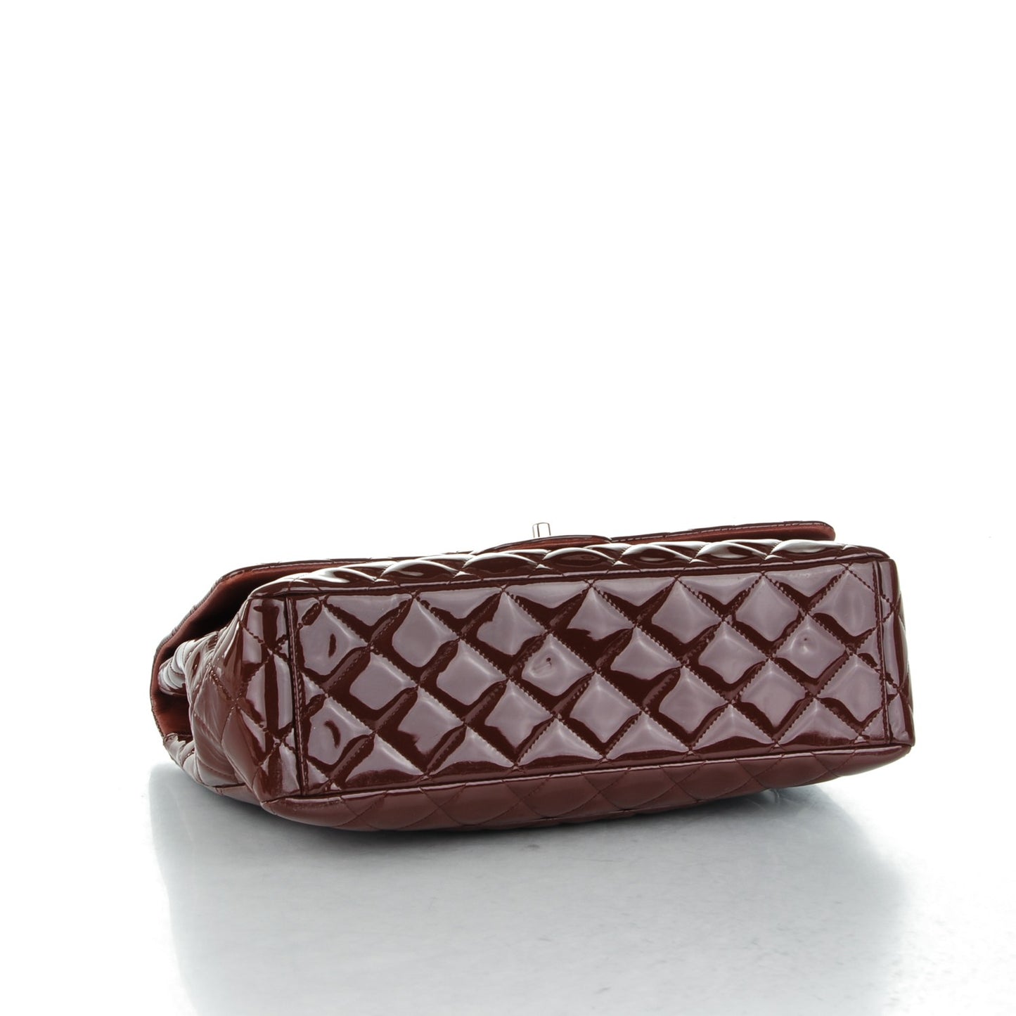 Patent Quilted Maxi Single Flap Dark Red