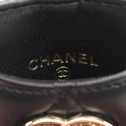 Chanel Lambskin Quilted Glitter Card Holder On Chain Black 4 of 6