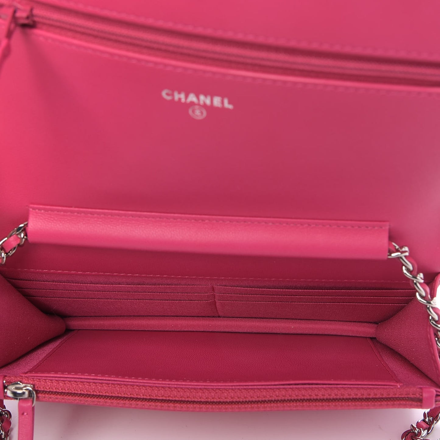 Lambskin Quilted Diamond CC Wallet On Chain WOC Pink