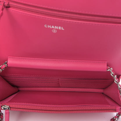Chanel Lambskin Quilted Diamond CC Wallet On Chain WOC Pink 4 of 10