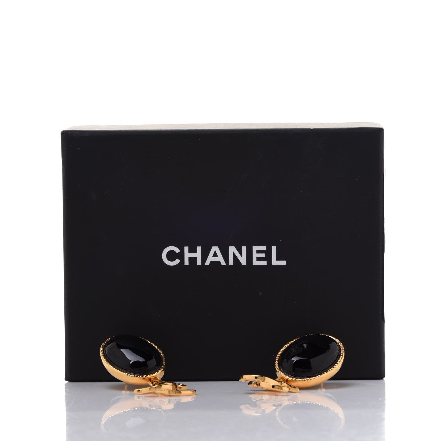 Chanel Resin Metal Obazine CC Drop Earrings Gold Black 5 of 5
