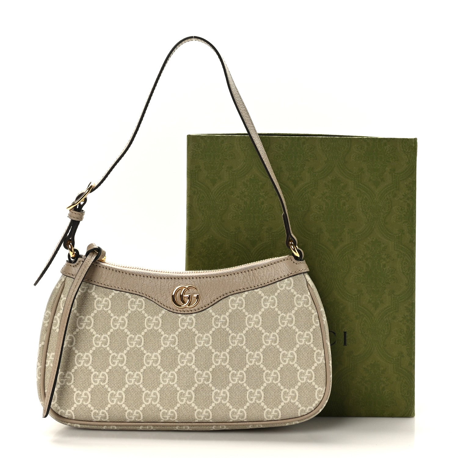 Gucci GG Supreme Monogram Textured Dollar Calfskin Small Ophidia Hobo Beige Mystic White Oatmeal 10 of 10
