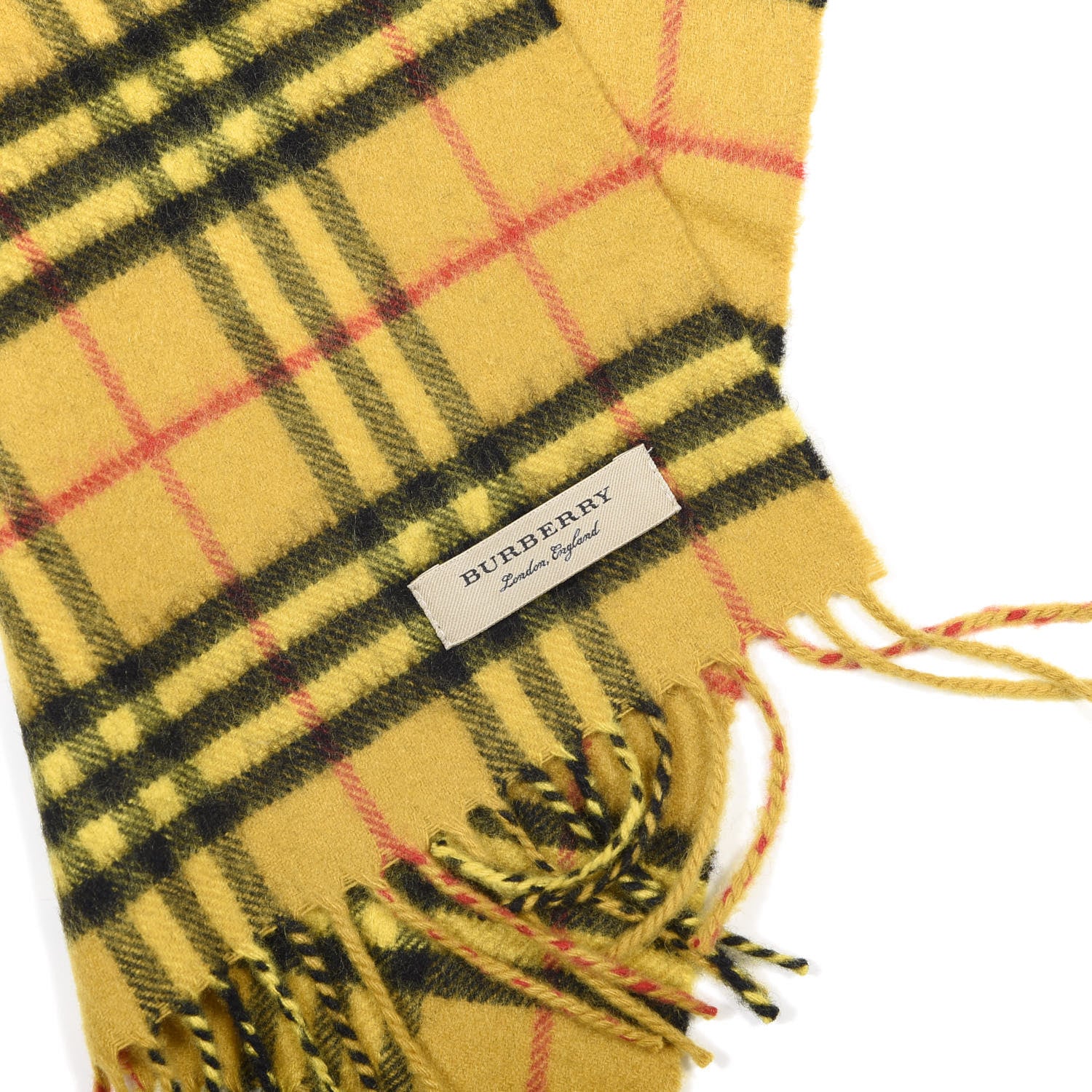 Burberry Cashmere Vintage Check Scarf Yellow 3 of 3