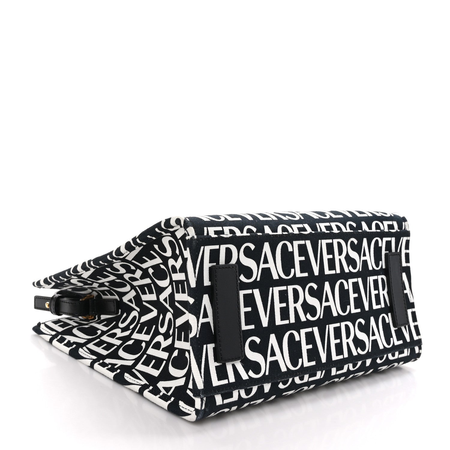 Versace Canvas Calfskin Allover La Medusa Small Tote Black 4 of 10