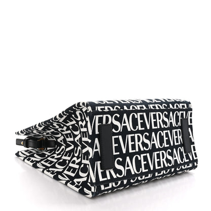 Versace Canvas Calfskin Allover La Medusa Small Tote Black 4 of 10