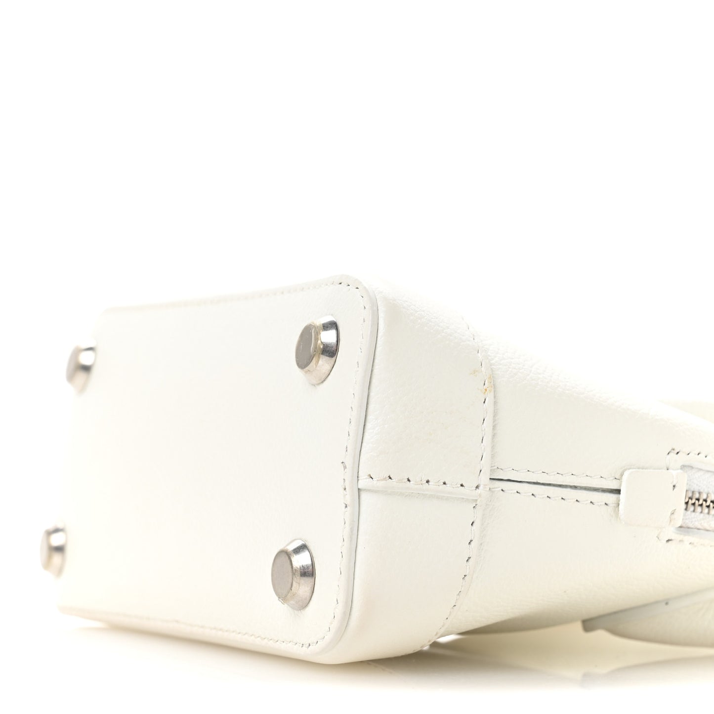 Grained Calfskin XXS Ville Top Handle Bag White Black
