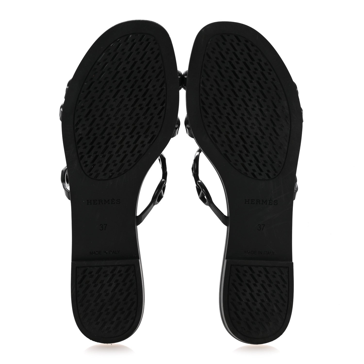 Hermes Rubber Chaine d'Ancre Rivage Sandals 37 Black 6 of 10