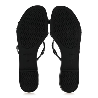 Hermes Rubber Chaine d'Ancre Rivage Sandals 37 Black 6 of 10