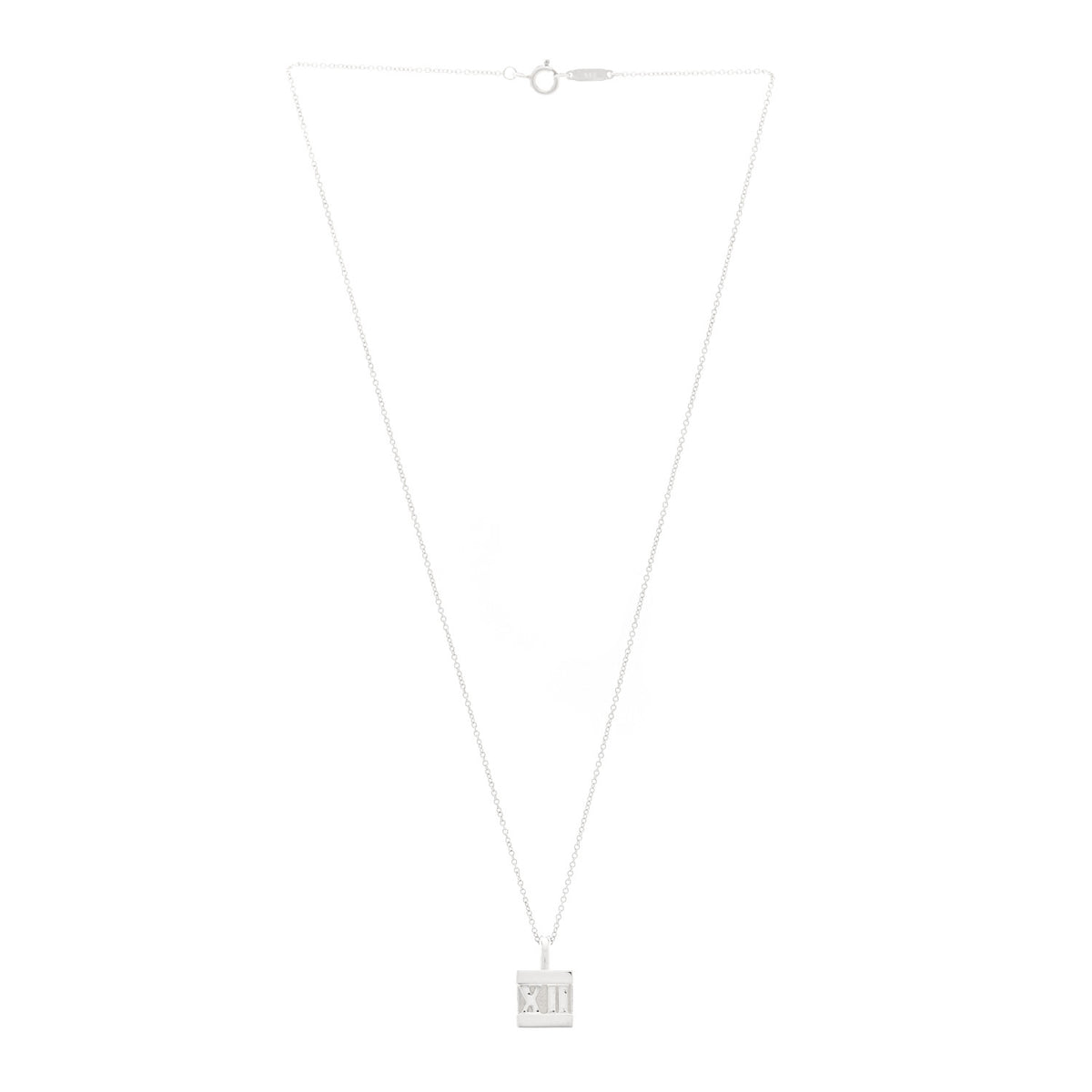 Sterling Silver Atlas Cube Lock Pendant Necklace