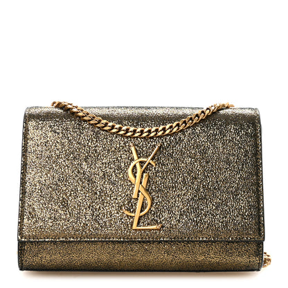 Saint Laurent Metallic Calfskin Small Classic Monogram Kate Satchel Oro 1 of 9