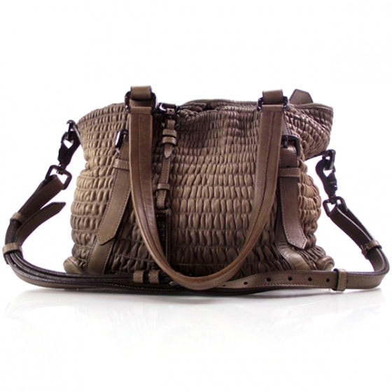 Leather Gathered Large Tote Bag