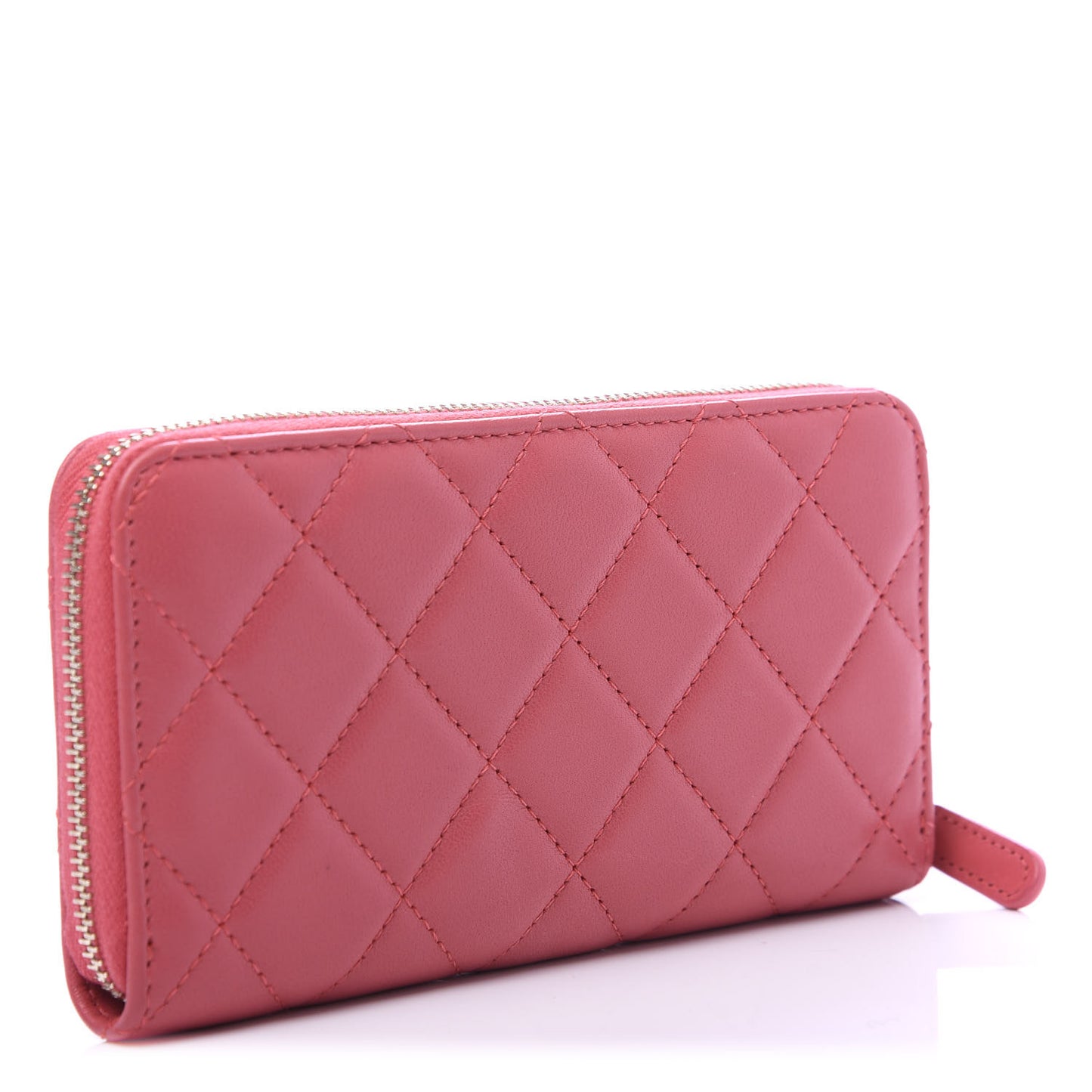Lambskin Quilted Small Lucky Charms Zip Around Wallet Pink
