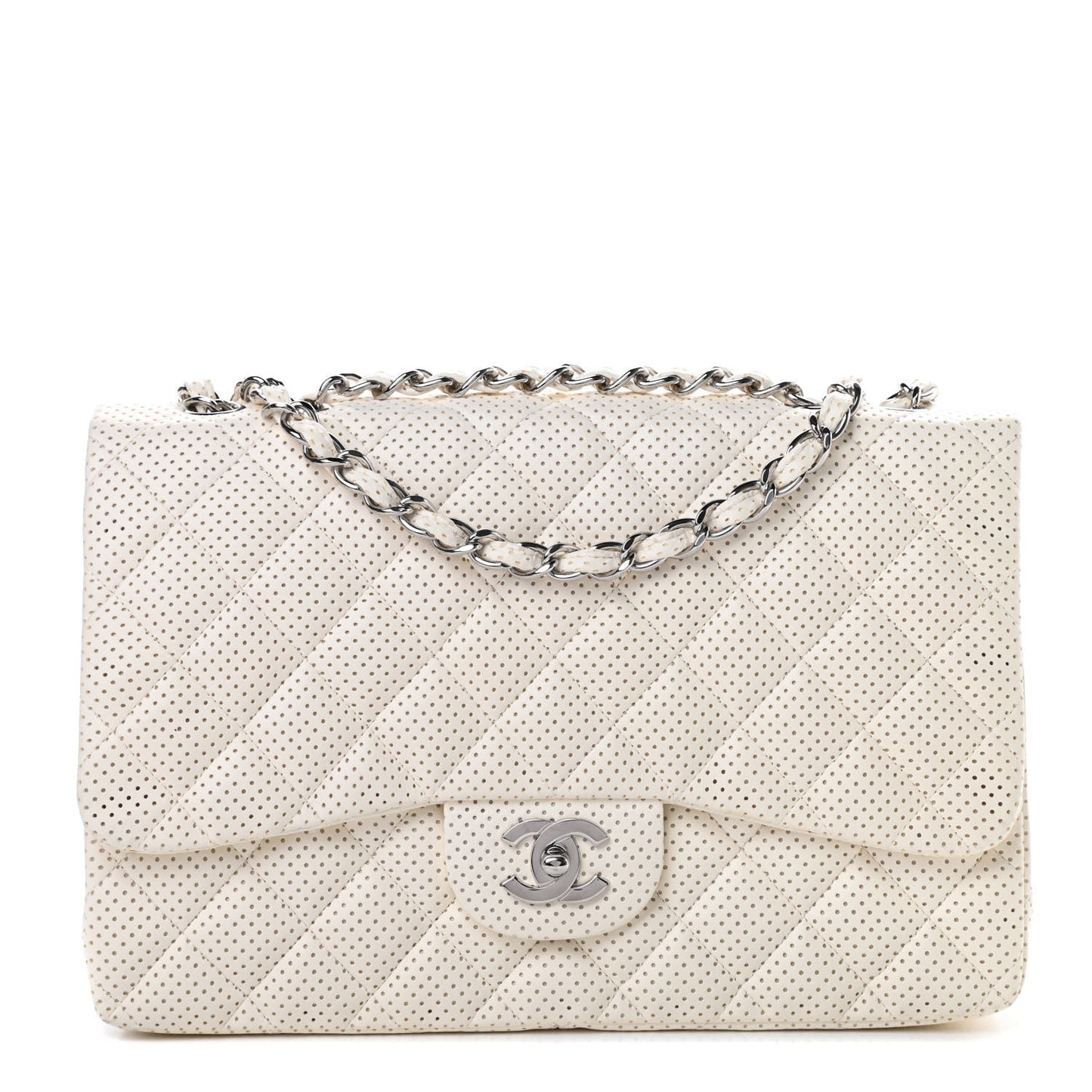 Lambskin Perforated Jumbo Single Flap White