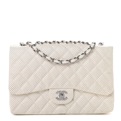 Chanel Lambskin Perforated Jumbo Single Flap White 1 of 13