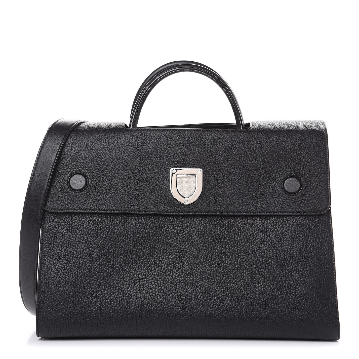 Grained Calfskin Large Diorever Flap Black
