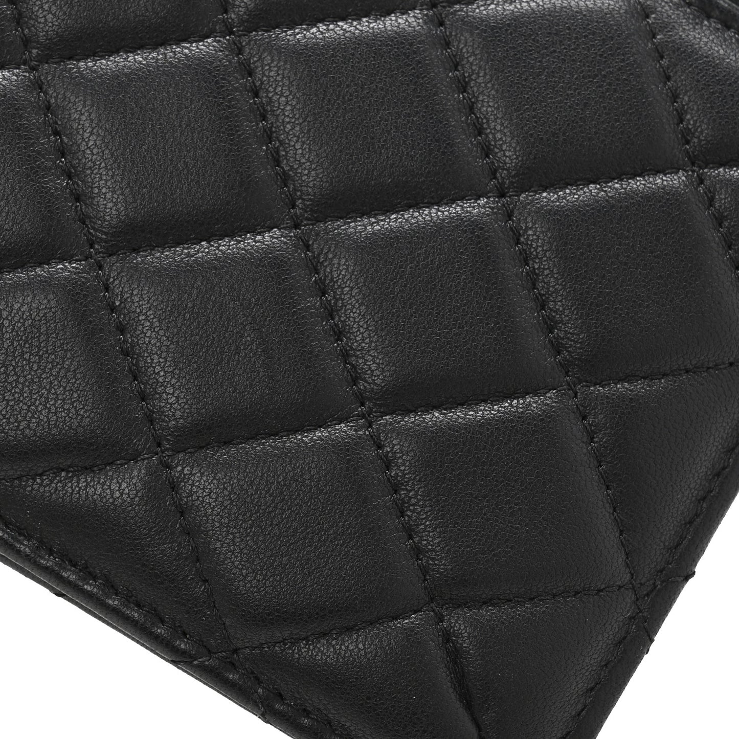 Lambskin Quilted Classic iPhone Pouch Black