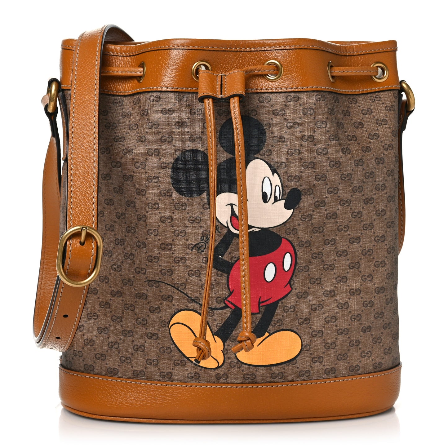 X DISNEY Mini Vintage GG Supreme Monogram Bucket Bag Beige Vintage Sun Oil