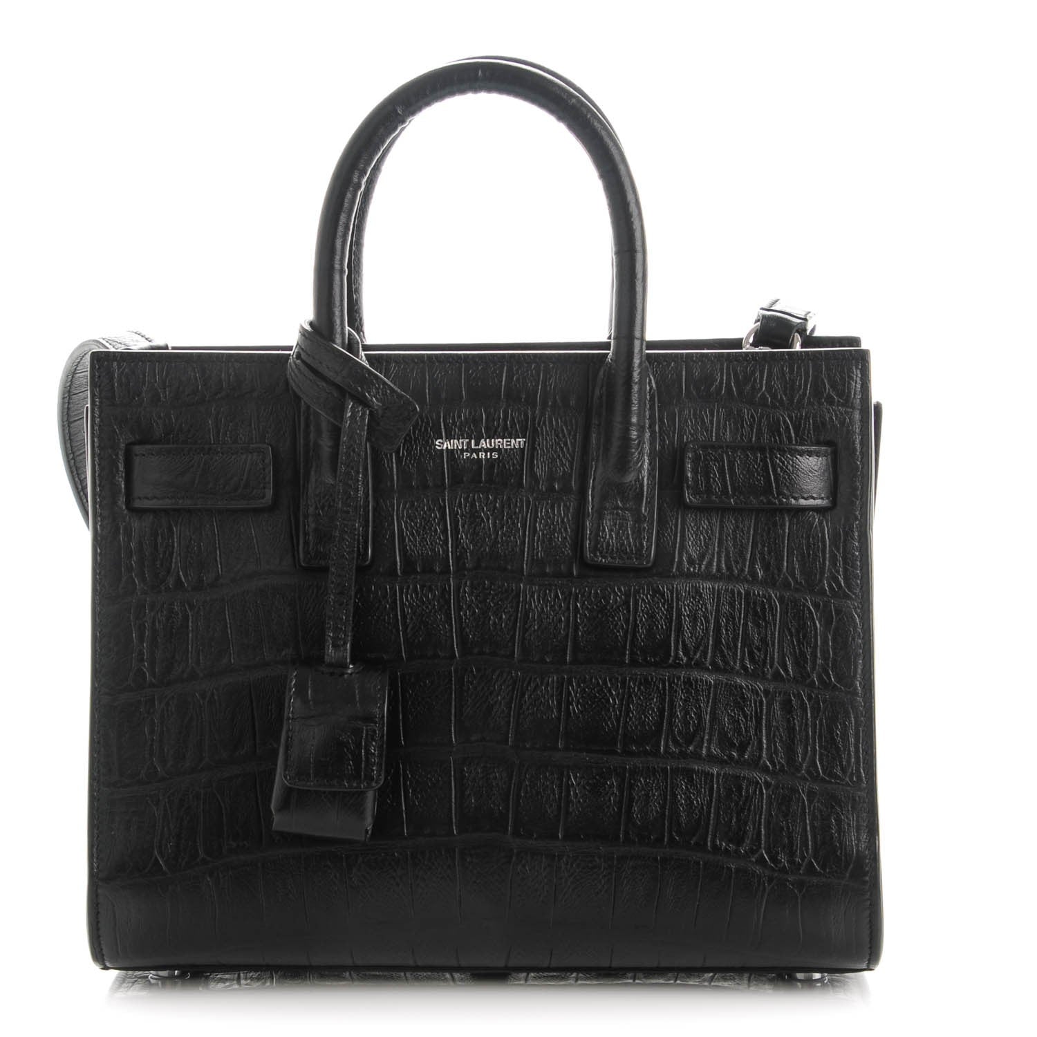 Saint Laurent Calfskin Crocodile Embossed Nano Sac De Jour Black 1 of 6