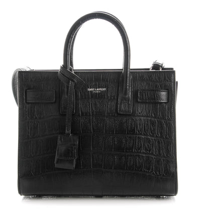Saint Laurent Calfskin Crocodile Embossed Nano Sac De Jour Black 1 of 6