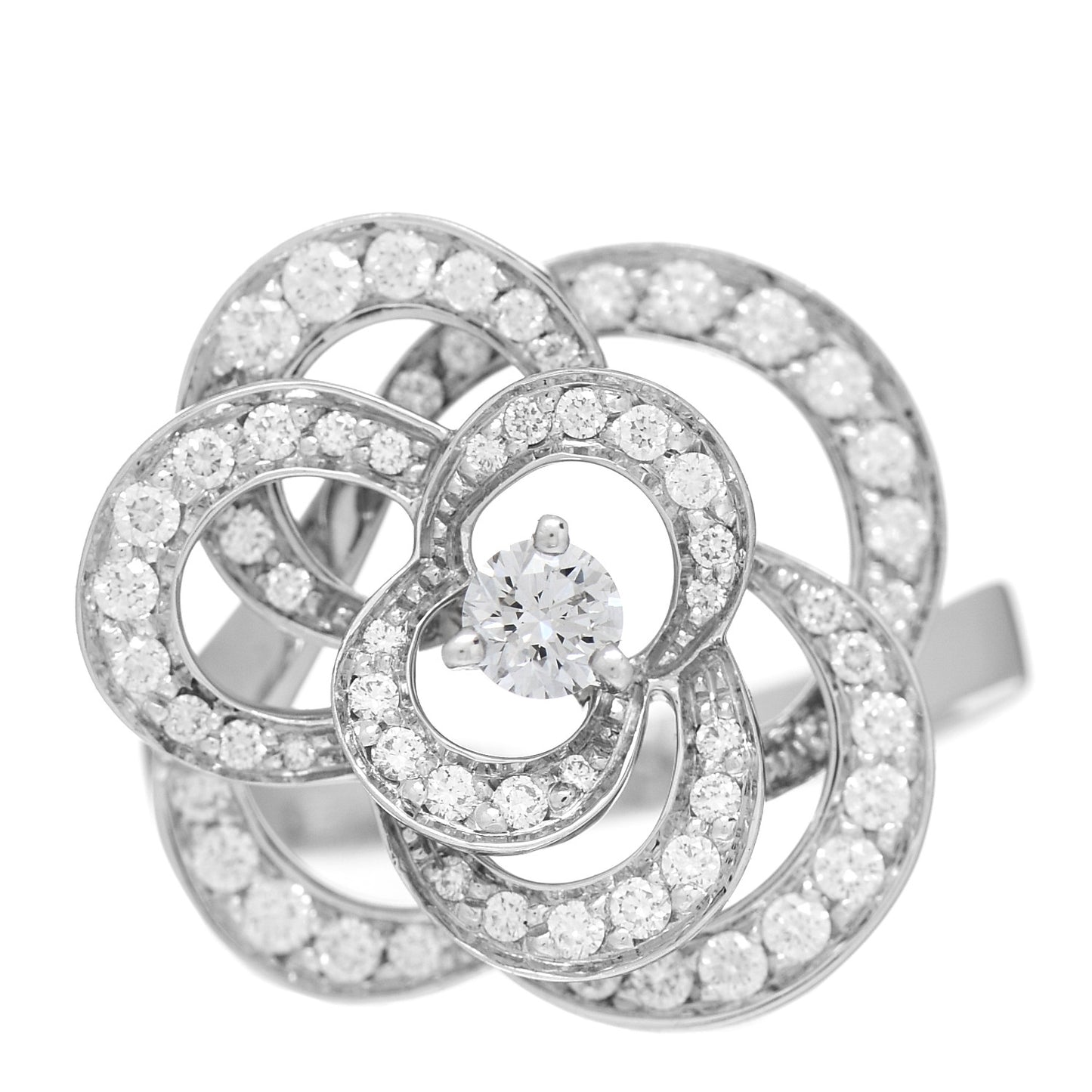 18K White Gold Diamond Fil de Camelia Ring 50 5.25